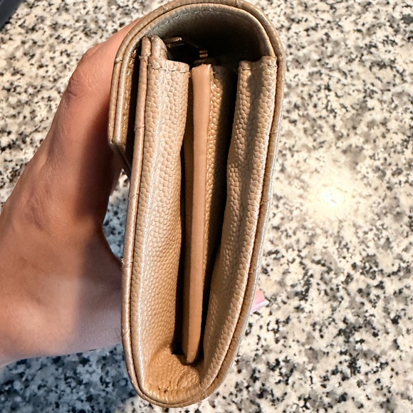 Yves Saint Laurent Tan Wallet with Gold Logo - Picture 2 of 5